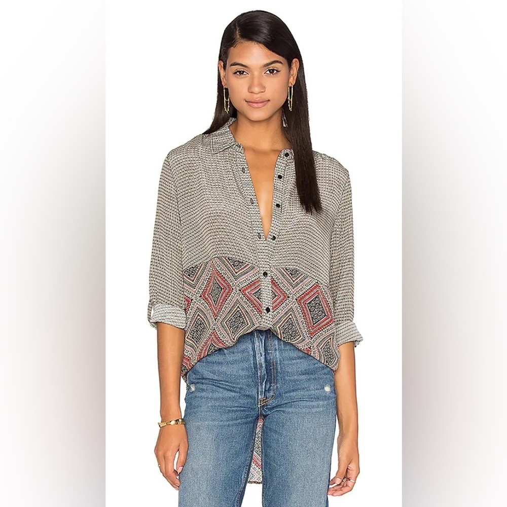 Tolani Selina from Revolve Button up in Diamonds 100% Silk Women's Small
